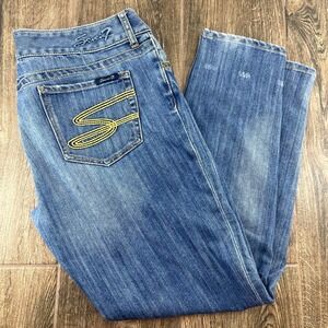 Y2K Seven7 Jeans 36x30 Mid Rise Stretch Contrast Stitch Straight Leg